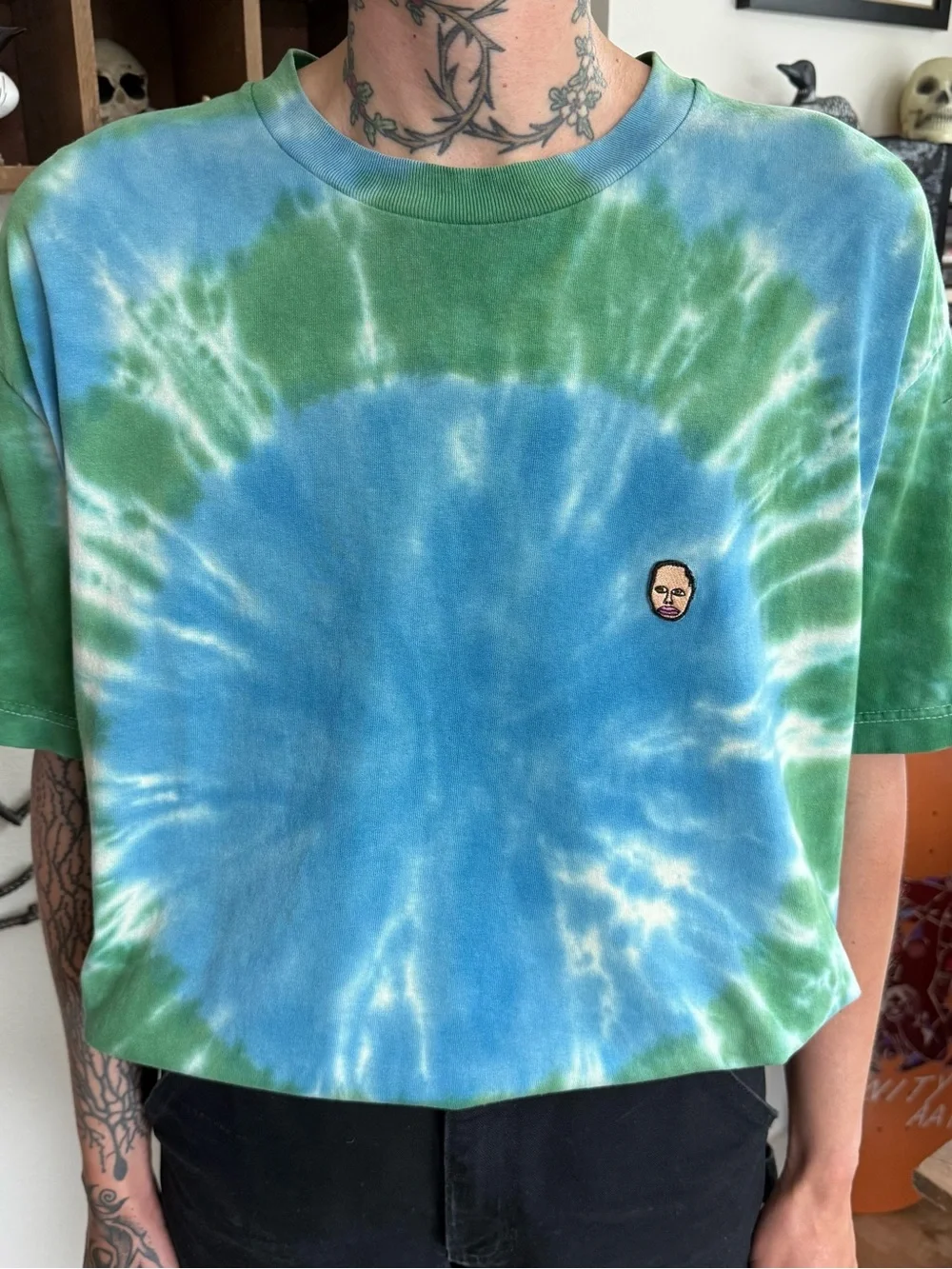 Odd Future Earl Sweatshirt Embroidered Face Tie Dye Tee ~ Size Large